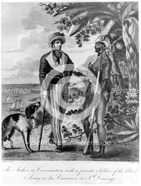 Captain Marcus Rainsford with a private soldier of the Black Army, 1805.  Artist: John Barlow