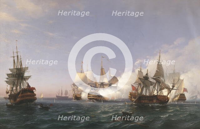 The "Öland" Fighting with English Men-of-War in 1704, 1870. Creator: Albert Berg.