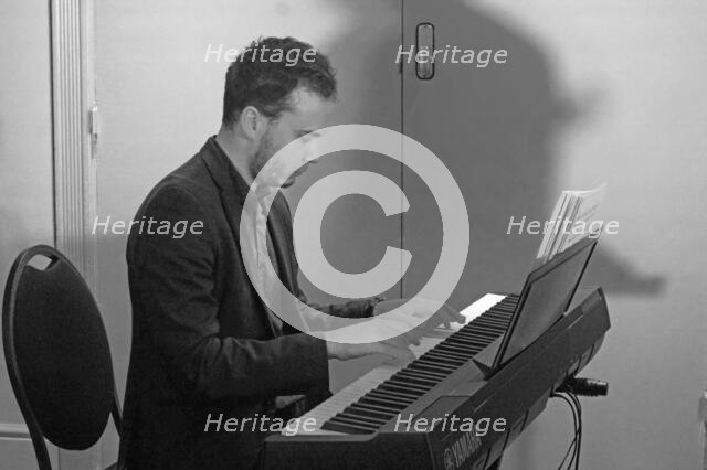 Matyas Gayer, Davison-Hemstock Quintet, Spike’s Place, Beckenham, Kent, 2024. Creator: Brian O'Connor.