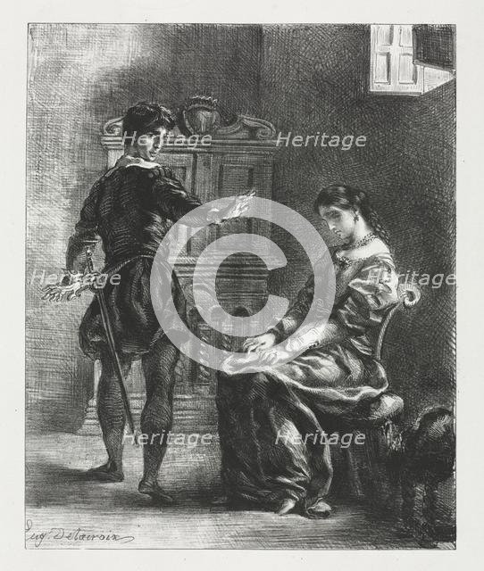 Hamlet: Hamlet and Ophelia, 1834. Creator: Eugène Delacroix (French, 1798-1863).