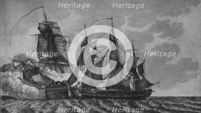 'The 'Ambuscade' and the 'Bayonnaise', c1799. Artist: Pierre Ozanne.