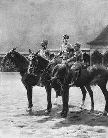 'Les souverains de Roumanie et leur second fils, le prince Nicolas', 1916 Creator: MA Dancovici.