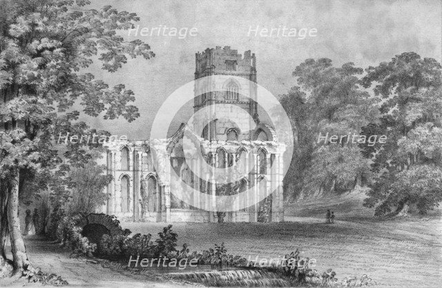 Fountains Abbey, 1840. Artist: W Monkhouse.