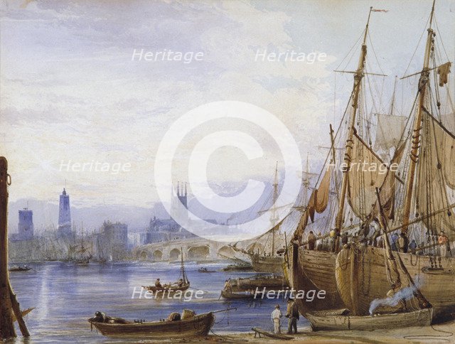 'Old London Bridge and Southwark', c1830. Artist: George B Campion