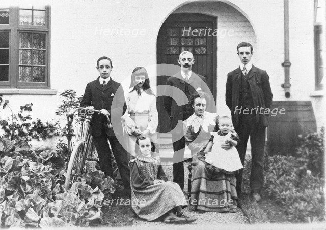 A family group on the New Easwick houses, York, Yorkshire, 1905. Artist: Unknown