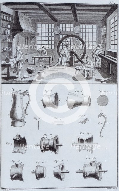 Pewter-making, c1750s. Artist: Unknown