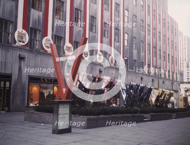United Nations exhibit by OWI in Rockefeller Plaza, New York, N.Y., 1943. Creator: Marjory Collins.