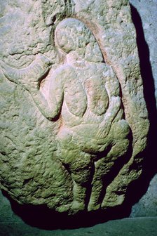 The Venus of Laussel, which may be interpreted as an earth-mother. Artist: Unknown