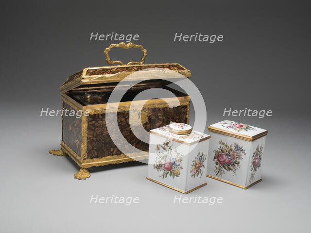 Casket Containing a Sugar Box and two Tea Caddies, Birmingham, c. 1760. Creator: Unknown.