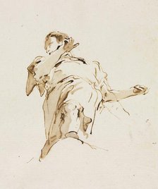 Male(?) Figure Seen from Below, c. 1740s. Creator: Giovanni Battista Tiepolo (Italian, 1696-1770).