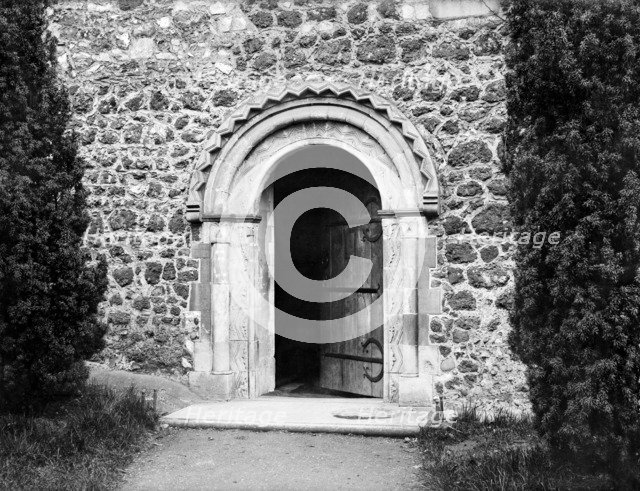 Norman doorway of St Laurence's Church, Upton, Slough, Berkshire, 1883. Artist: Henry Taunt.