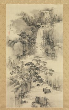 Landscape with Waterfall, 1841. Creator: Nakabayashi Chikuto.