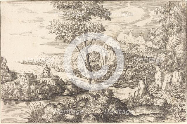 Landscape with Three Men, c. 1558/1559. Creator: Hans Sebald Lautensack.