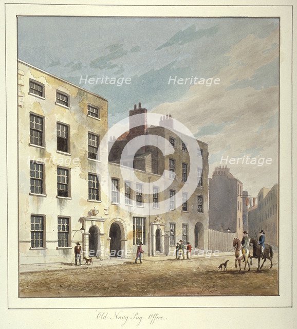 The Old Navy Pay Office, Old Broad Street, City of London, 1811.                                     Artist: George Sidney Shepherd