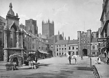 'Market Place and Cathedral Towers, Wells', c1896. Artist: Thomas W Phillips.