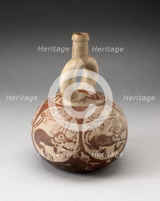 Stirrup Spout Vessel with Fineline Quadruped Motif, 100 B.C./A.D. 500. Creator: Unknown.