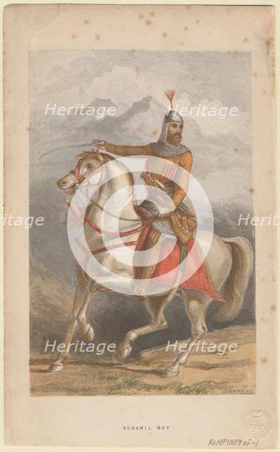 Imam Shamil (1797-1871). Artist: Dickes, William (1815-1892)