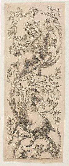 Two Goats Nibbling Branches, ca. 1653. Creator: Stefano della Bella.