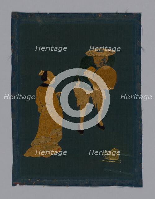 Panel (Furnishing fabric), China, Kangxi Period, Qing dynasty (1644-1911), 1800/50. Creator: Unknown.