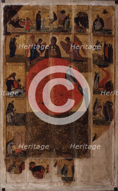 The Prophet Elijah with Scenes from His Life, End of 14th cen.. Artist: Russian icon  