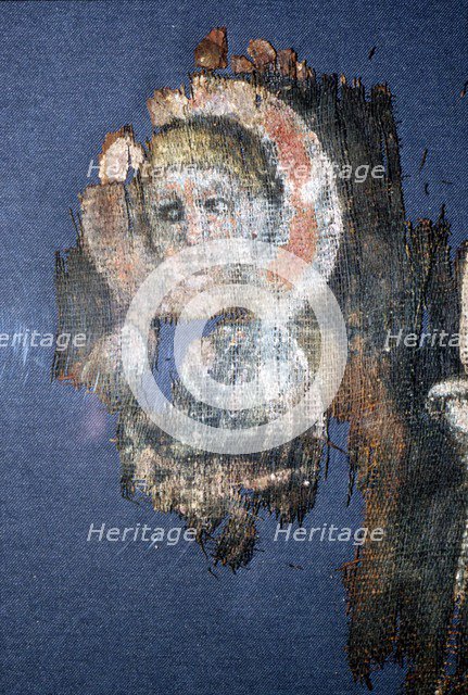 Coptic Textile Head of Christ, Painting on Linen, Egypt, 6th century. Artist: Unknown.