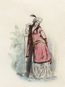 Persian Lady, in the modern age, color engraving 1870.