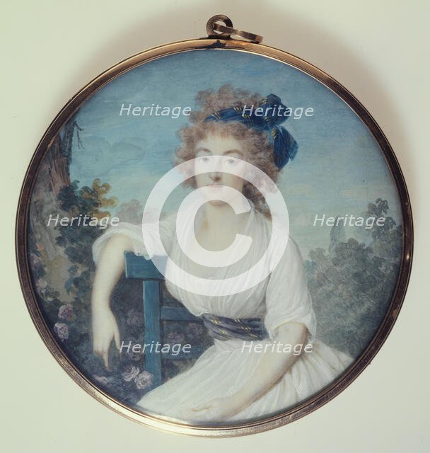 Portrait of a young woman sitting in a park, between 1790 and 1798. Creator: Maximilien Villers.