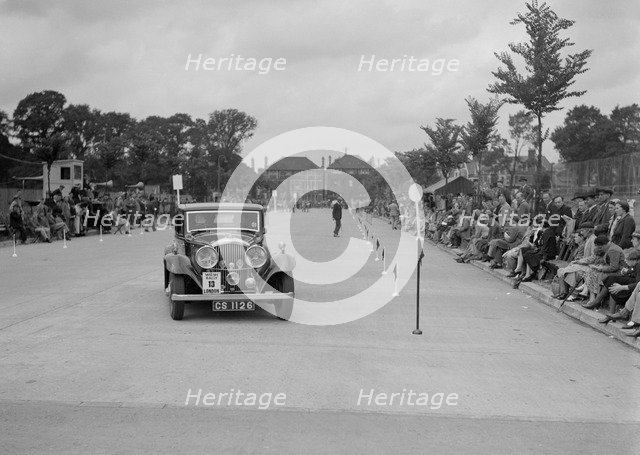 Bentley saloon of JP Agnew competing in the South Wales Auto Club Welsh Rally, 1937 Artist: Bill Brunell.
