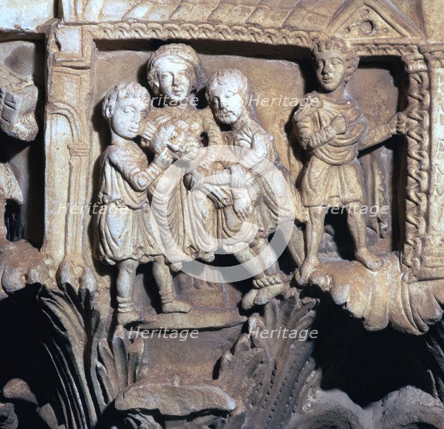 Depiction of Jesus healing the blind man, 12th century. Artist: Unknown