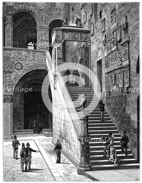 The courtyard of the Bargello, Florence, Italy, 1882. Artist: Unknown