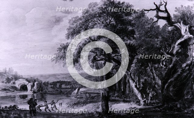 Woodcutters near a river, 1755(?) Artist: Paul Sandby