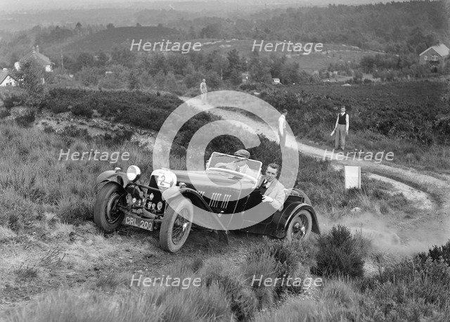 1937 HRG 2-seater sports of WP Uglow taking part in the NWLMC Lawrence Cup Trial, 1937. Artist: Bill Brunell.