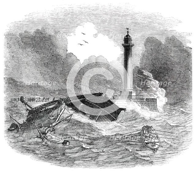 Loss of the Brig "Vine", of Bristol, at Whitby, 1850. Creator: Unknown.