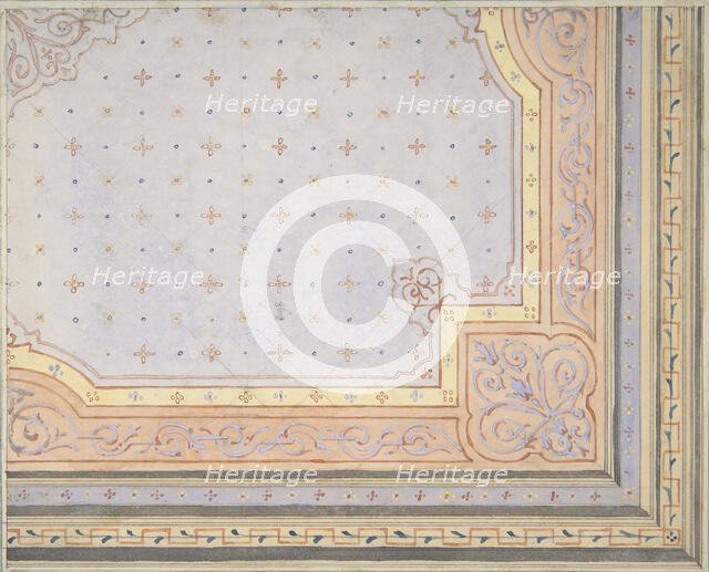 Partial design for the painted decoration of a ceiling, 1830-97. Creators: Jules-Edmond-Charles Lachaise, Eugène-Pierre Gourdet.