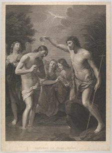 The Baptism of Christ; Saint John the Baptist at right and Christ at left with his ..., ca. 1815-72. Creator: Paul Gleditsch.