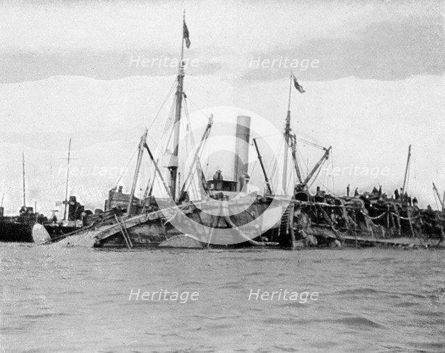 The raising of HMS Gladiator, 1908.Artist: Queen Alexandra