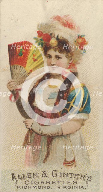 Plate 46, from the Fans of the Period series (N7) for Allen & Ginter Cigarettes Brands, 1889. Creator: Allen & Ginter.