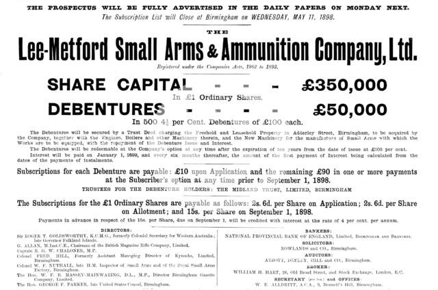 Lee-Metford Small Arms & Ammunition Company, Ltd., 1898. Creator: Unknown.