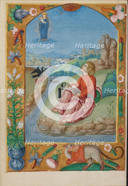 Saint John on Patmos; Book of Hours, early 16th century. Creator: Unknown.