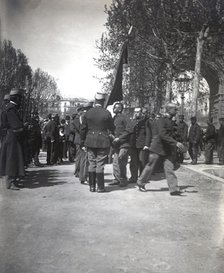 Barcelona. People in the swear allegiance to the flag ceremony of 1902 in the Victor Pradera Hall.