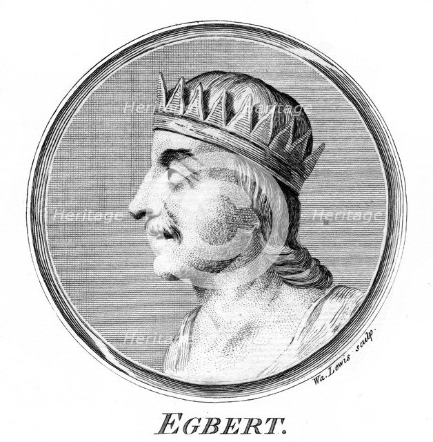 King Egbert of Wessex, first king of all England.Artist: W Lewis