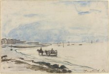 Cart on the Beach at Etretat, 1862. Creator: Johan Barthold Jongkind.
