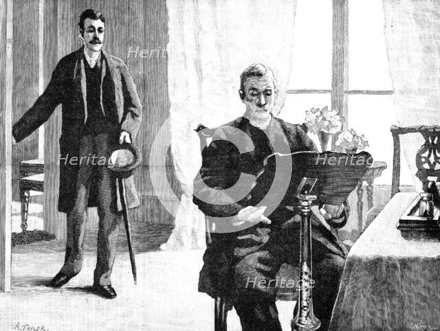 He has his back to the door, and takes it for granted that the new-comer is his sister, 1883. Creator: R. Taylor.