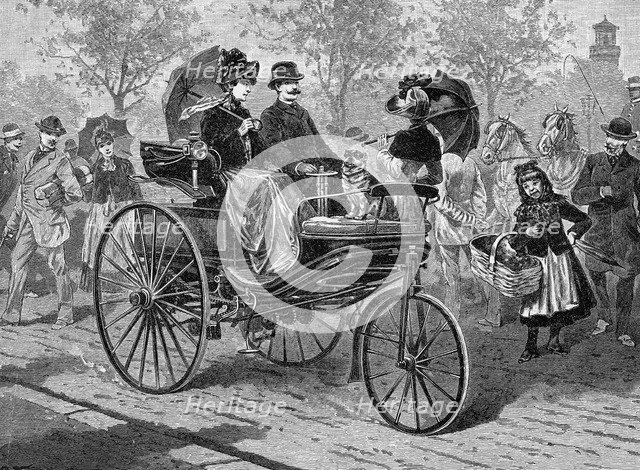 Petrol-driven car by Benz & Co., capable of 16 km per hour, c1890s. Artist: Unknown