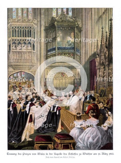 Princess Alexandra's and Prince Edward's wedding, St Georges Chapel at Windsor, (10th March 1863), 1Artist: Robert Dudley