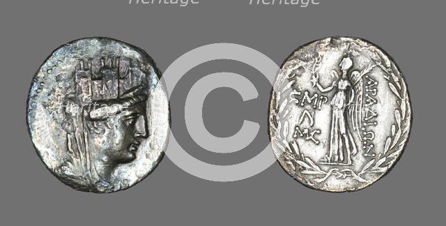 Tetradrachm (Coin) Depicting the Goddess Tyche, 114-113 BCE. Creator: Unknown.
