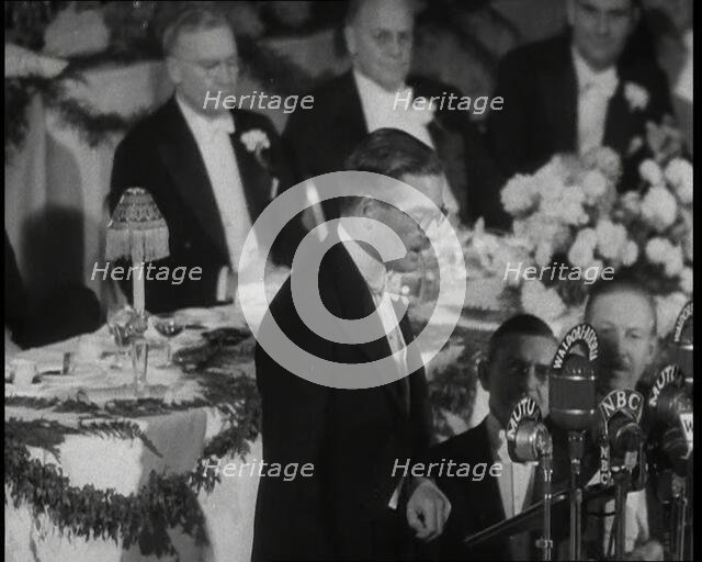 Anthony Eden Giving a Speech at  a Dinner, 1930s. Creator: British Pathe Ltd.