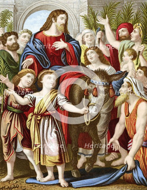 Christ riding into Jerusalem on an ass, c1860. Artist: Unknown