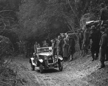 R Peaty's Singer open 4-seater tourer competing in the JCC Half-Day Trial, 1930. Artist: Bill Brunell.