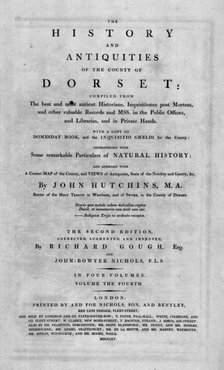 Title page of 'The History and Antiquities of the County of Dorset', 1815.   Creator: Unknown.